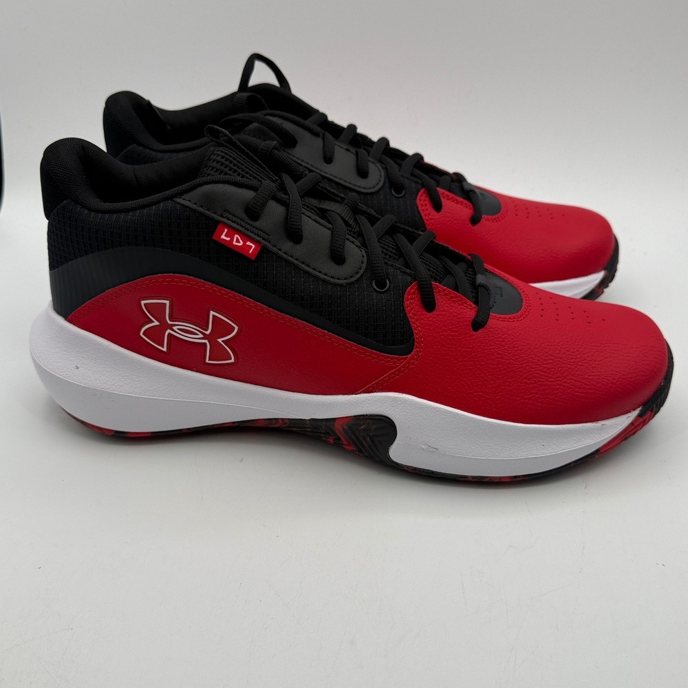 Under Armour Lockdown 7 Shoes Mens Size 13 Red Black Basketball 3028512-600
